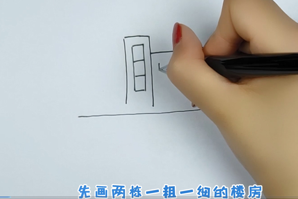 学im体育校简笔画怎么画 学校的简笔画步骤图解教程(图2)