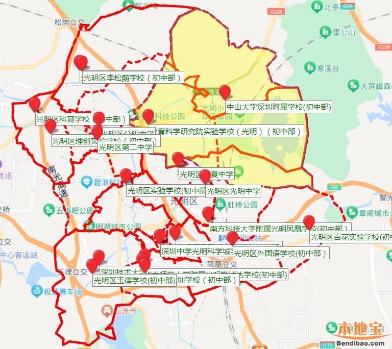 光明区初一学区地图bandao网站查询入口